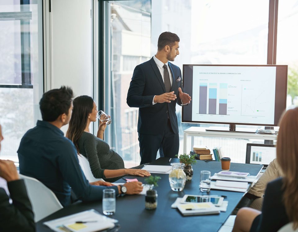 Sales team improving performance during a professional training session